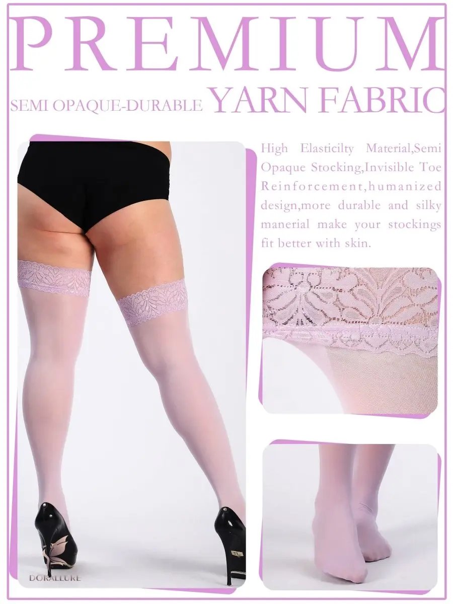 Plus Size Thigh High Stockings Silky Pantyhose - Love Salve